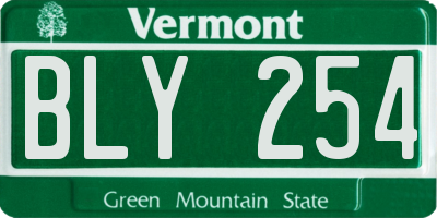 VT license plate BLY254