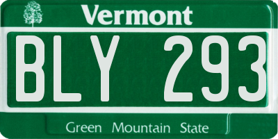 VT license plate BLY293