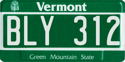 VT license plate BLY312