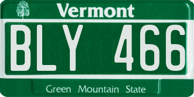 VT license plate BLY466