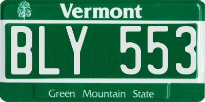 VT license plate BLY553