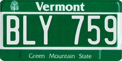 VT license plate BLY759