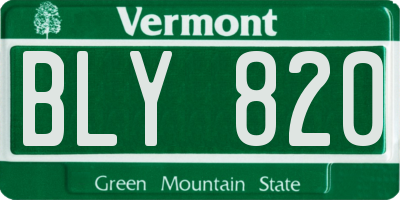 VT license plate BLY820