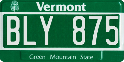 VT license plate BLY875