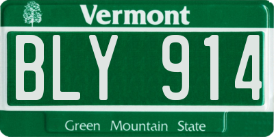 VT license plate BLY914