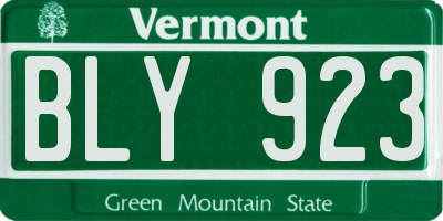 VT license plate BLY923