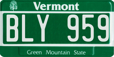 VT license plate BLY959