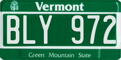 VT license plate BLY972