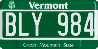 VT license plate BLY984