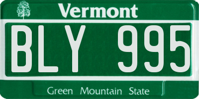 VT license plate BLY995