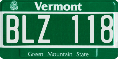 VT license plate BLZ118