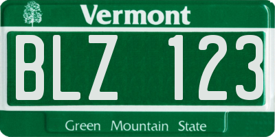 VT license plate BLZ123