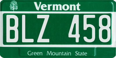 VT license plate BLZ458