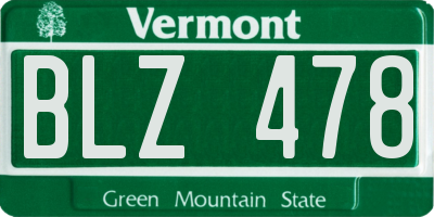 VT license plate BLZ478