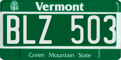 VT license plate BLZ503