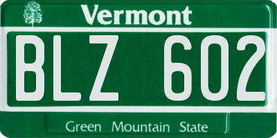 VT license plate BLZ602