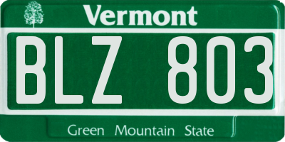 VT license plate BLZ803