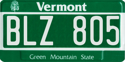 VT license plate BLZ805