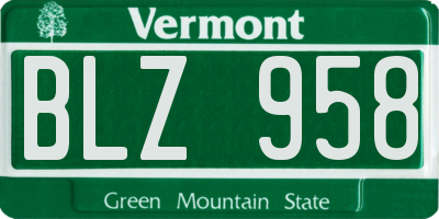 VT license plate BLZ958