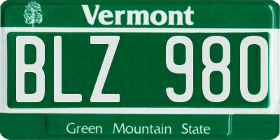 VT license plate BLZ980
