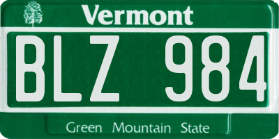 VT license plate BLZ984