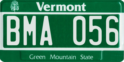 VT license plate BMA056