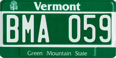 VT license plate BMA059