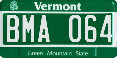 VT license plate BMA064
