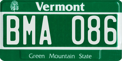 VT license plate BMA086