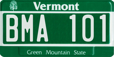 VT license plate BMA101
