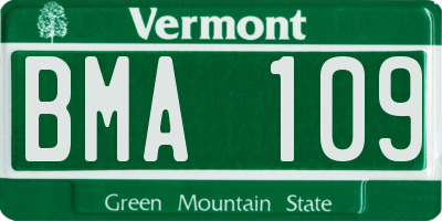 VT license plate BMA109