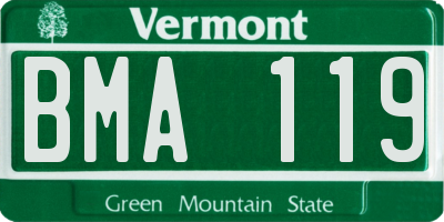 VT license plate BMA119