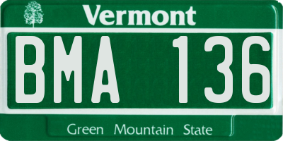VT license plate BMA136