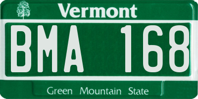 VT license plate BMA168