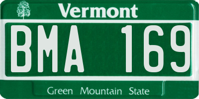 VT license plate BMA169