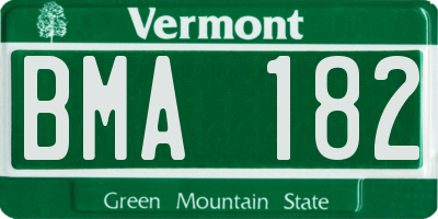 VT license plate BMA182