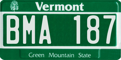 VT license plate BMA187