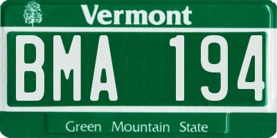 VT license plate BMA194