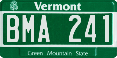 VT license plate BMA241