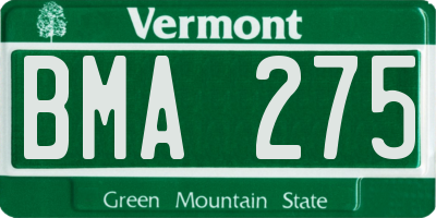 VT license plate BMA275