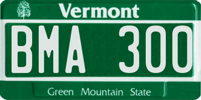 VT license plate BMA300