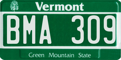 VT license plate BMA309