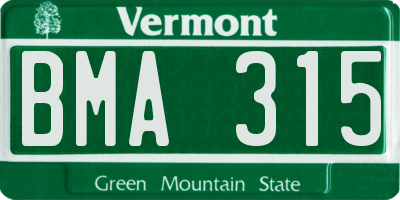 VT license plate BMA315