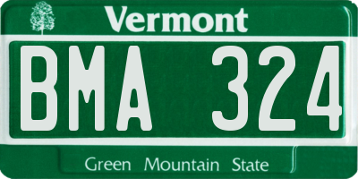 VT license plate BMA324
