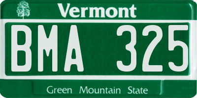 VT license plate BMA325