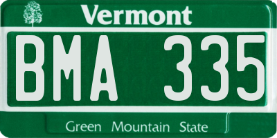VT license plate BMA335