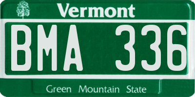 VT license plate BMA336