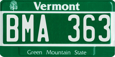 VT license plate BMA363