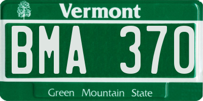 VT license plate BMA370