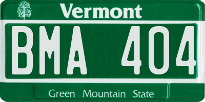 VT license plate BMA404